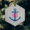 Monogram Anchor Frosted Glass Ornament - Hexagon (Lifestyle)