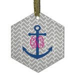 Monogram Anchor Flat Glass Ornament - Hexagon