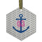 Monogram Anchor Frosted Glass Ornament - Hexagon