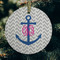 Monogram Anchor Frosted Glass Ornament - Round (Lifestyle)