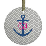 Monogram Anchor Flat Glass Ornament - Round