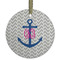 Monogram Anchor Frosted Glass Ornament - Round