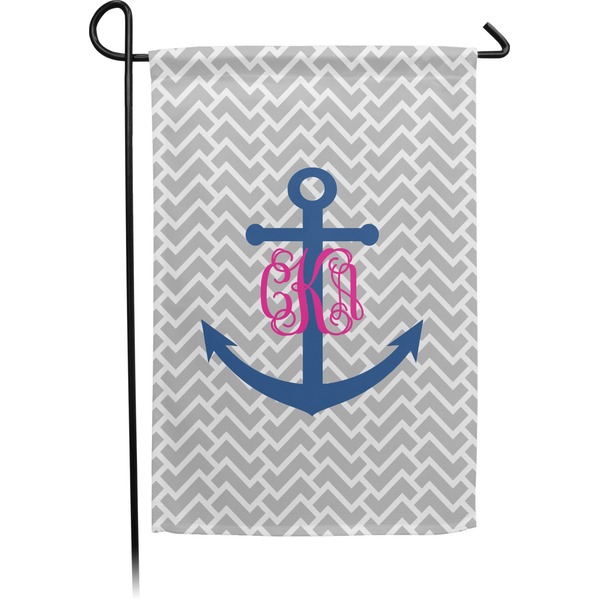 Custom Monogram Anchor Small Garden Flag - Double Sided