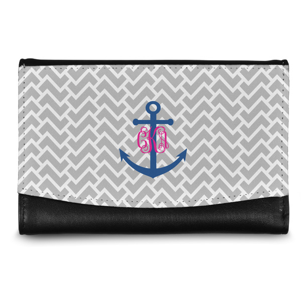 Custom Monogram Anchor Genuine Leather Women's Wallet - Small