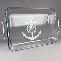 Monogram Anchor Glass Baking Dish with Truefit Lid - 13in x 9in