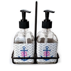 Monogram Anchor Glass Soap & Lotion Bottles