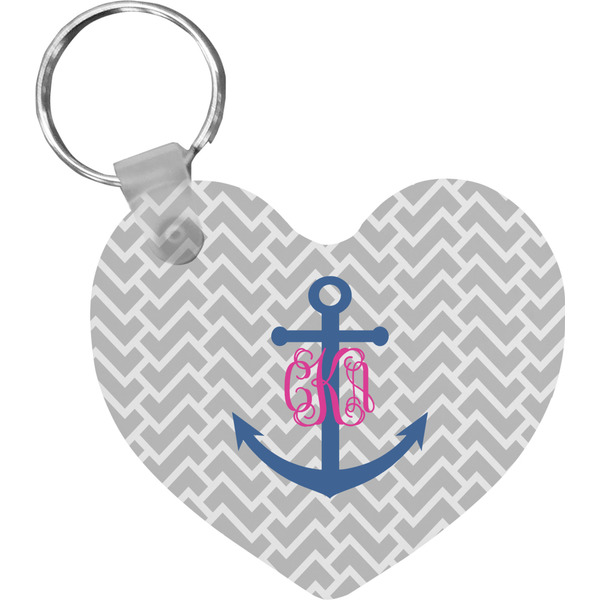 Custom Monogram Anchor Heart Plastic Keychain