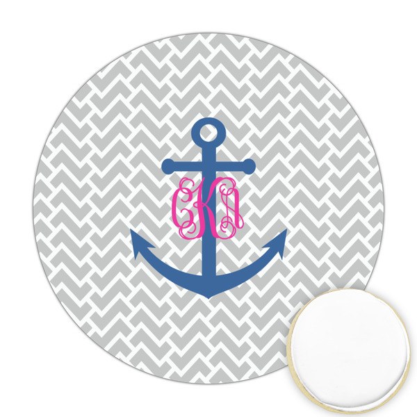 Custom Monogram Anchor Printed Cookie Topper - 2.5"