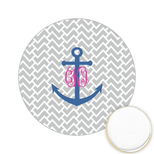 Custom Monogram Anchor Printed Cookie Topper - 2.15"