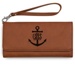 Monogram Anchor Ladies Leatherette Wallet - Laser Engraved - Rawhide