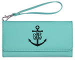 Monogram Anchor Ladies Leatherette Wallet - Laser Engraved- Teal