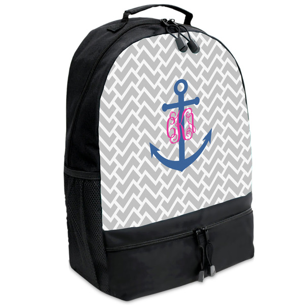 Custom Monogram Anchor Backpacks - Black