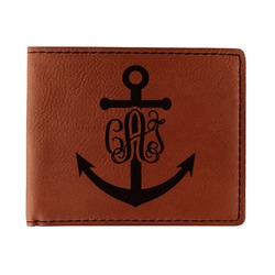 Monogram Anchor Leatherette Bifold Wallet - Single Sided (Personalized)