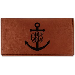 Monogram Anchor Leatherette Checkbook Holder - Double Sided (Personalized)