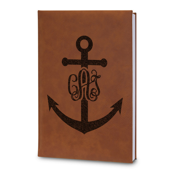 Custom Monogram Anchor Leatherette Journal - Large - Double Sided