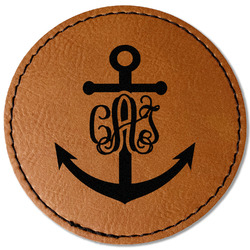 Monogram Anchor Faux Leather Iron On Patch - Round