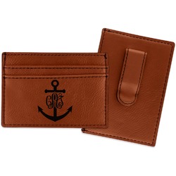 Monogram Anchor Leatherette Wallet with Money Clip (Personalized)