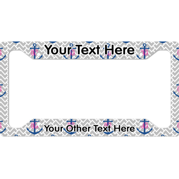 Custom Monogram Anchor License Plate Frame - Style A