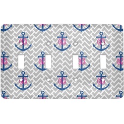 Monogram Anchor Light Switch Cover (4 Toggle Plate) (Personalized)