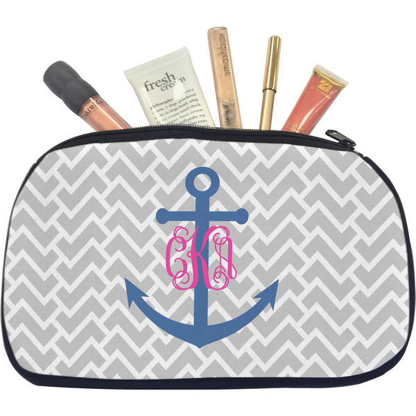 Custom Monogram Anchor Makeup / Cosmetic Bag - Medium