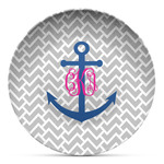 Monogram Anchor Microwave Safe Plastic Plate - Composite Polymer (Personalized)