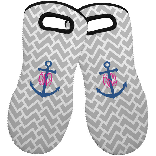 Custom Monogram Anchor Neoprene Oven Mitts - Set of 2