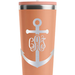 Monogram Anchor RTIC Everyday Tumbler with Straw - 28oz - Peach - Single-Sided