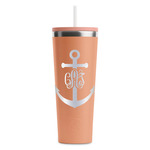 Monogram Anchor RTIC Everyday Tumbler with Straw - 28oz - Peach - Single-Sided