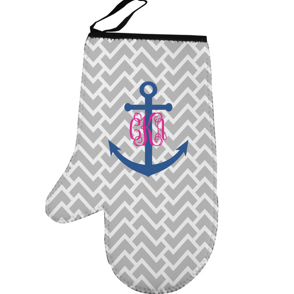 Custom Monogram Anchor Left Oven Mitt (Personalized)