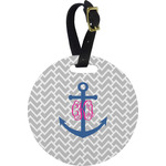 Monogram Anchor Plastic Luggage Tag - Round