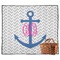 Monogram Anchor Picnic Blanket - Flat - With Basket