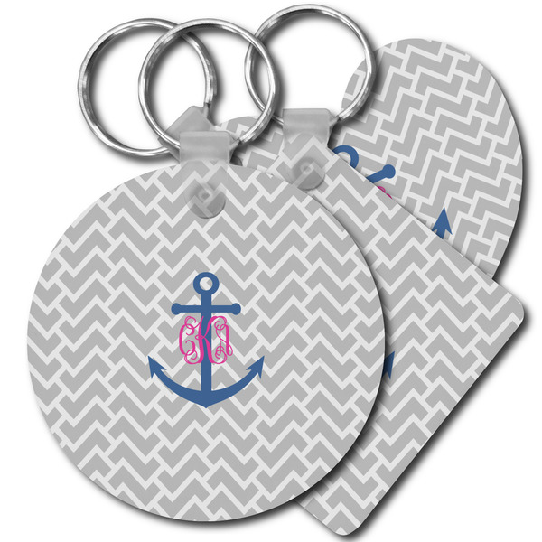 Custom Monogram Anchor Plastic Keychain