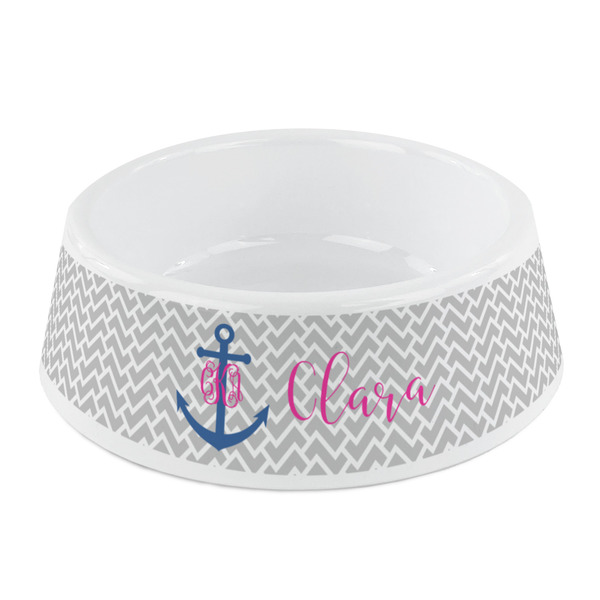 Custom Monogram Anchor Plastic Dog Bowl - Small