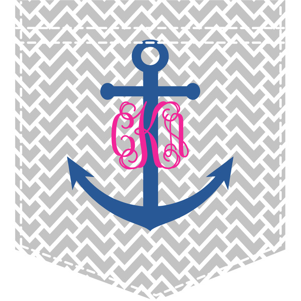 Custom Monogram Anchor Iron On Faux Pocket (Personalized)