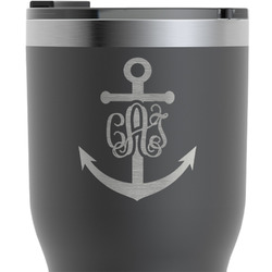 Monogram Anchor RTIC Tumbler - Black - Engraved Front & Back (Personalized)