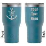 Monogram Anchor RTIC Tumbler - Dark Teal - Laser Engraved - Double-Sided