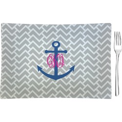 Monogram Anchor Glass Rectangular Appetizer / Dessert Plate