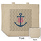 Monogram Anchor Reusable Cotton Grocery Bag - Front & Back View