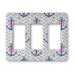 Monogram Anchor Rocker Style Light Switch Cover - Three Switch