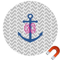 Monogram Anchor Round Car Magnet - 6" (Personalized)