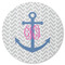 Monogram Anchor Round Coaster Rubber Back - Single