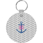 Monogram Anchor Round Plastic Keychain