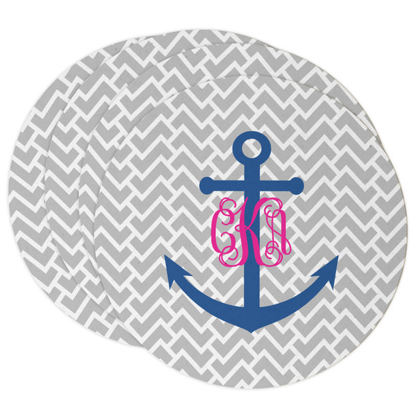 Custom Monogram Anchor Round Paper Coasters