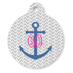 Monogram Anchor Round Pet ID Tag