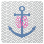 Monogram Anchor Square Rubber Backed Coaster (Personalized)