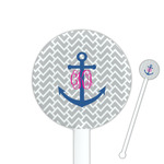 Monogram Anchor 5.5" Round Plastic Stir Sticks - White - Double Sided