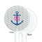 Monogram Anchor White Plastic 5.5" Stir Stick - Single Sided - Round - Front & Back