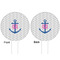 Monogram Anchor White Plastic 6" Food Pick - Round - Double Sided - Front & Back