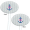 Monogram Anchor White Plastic 7" Stir Stick - Double Sided - Oval - Front & Back