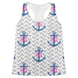 Monogram Anchor Womens Racerback Tank Top - Large (Personalized)